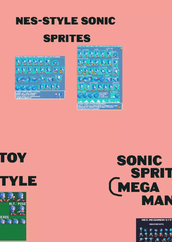 Sonic sprites from The Sprites Resourse by @am0gus1