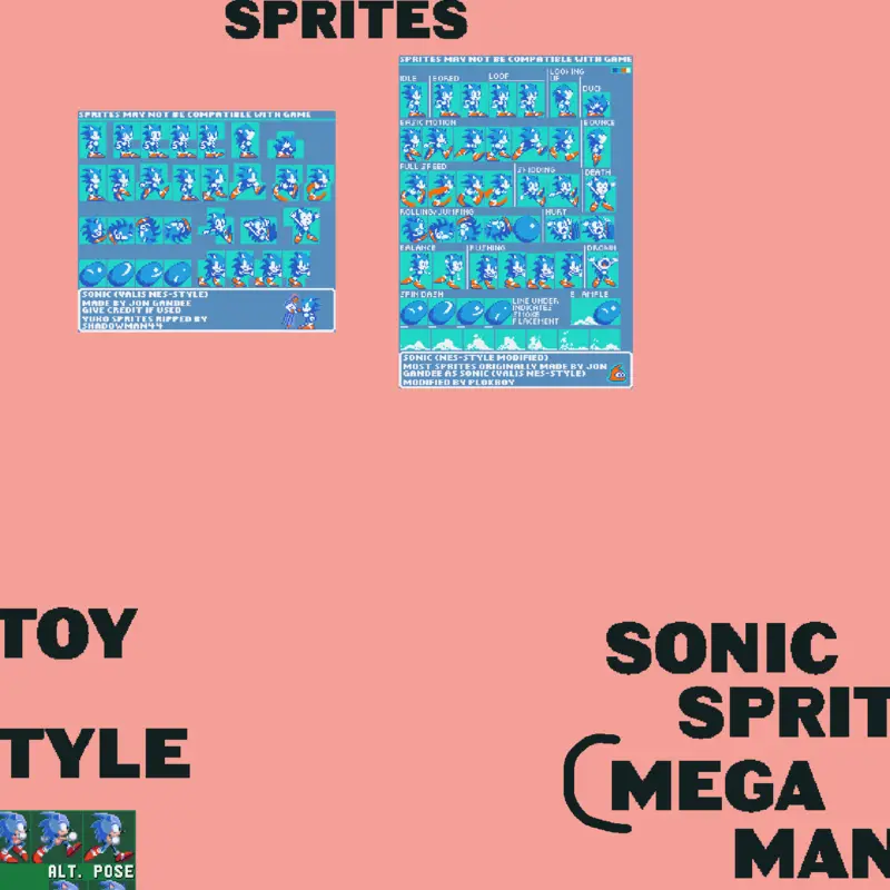 Sonic sprites from The Sprites Resourse by @am0gus1