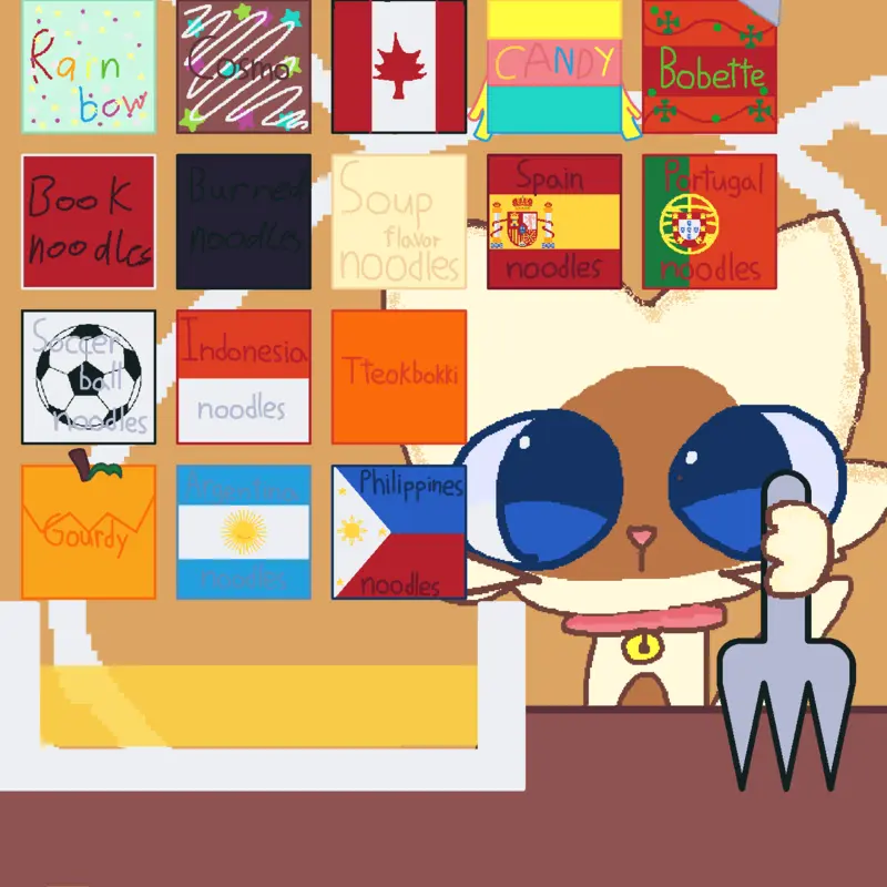 Noodle mukbang cat by @IpadAnike
