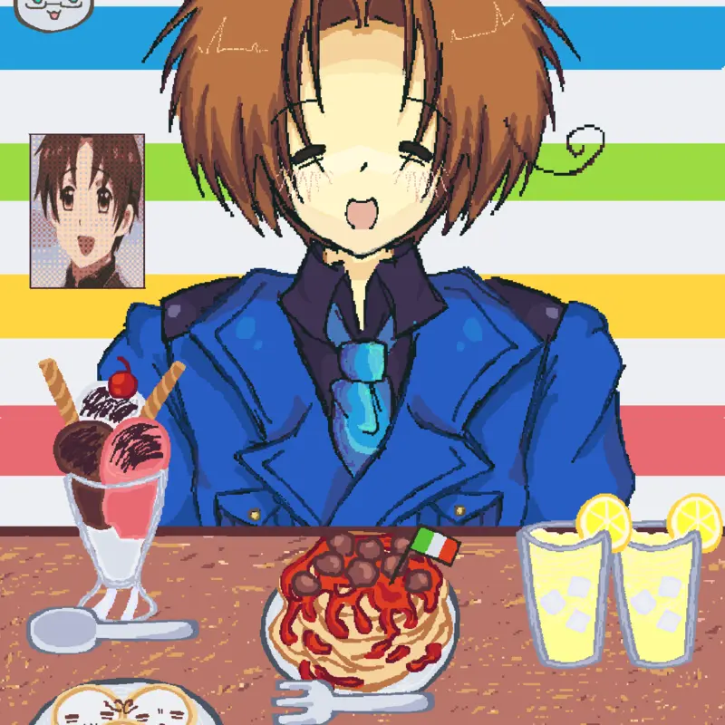 Hetalia Italy mukbang (^ー^) by @nekodokii_01