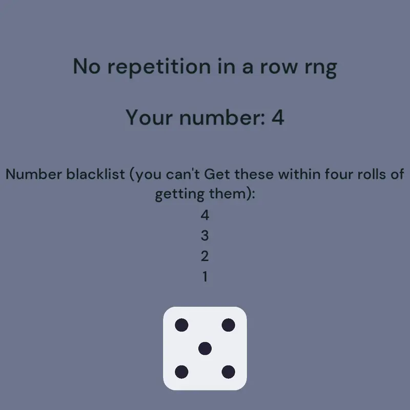 Rng no repetition in a row by @guiding_light
