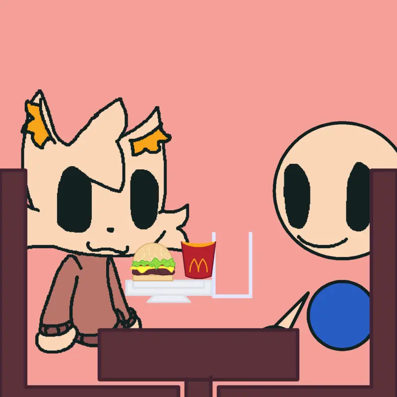 me and my oc out for dinner by @Popcorn_god