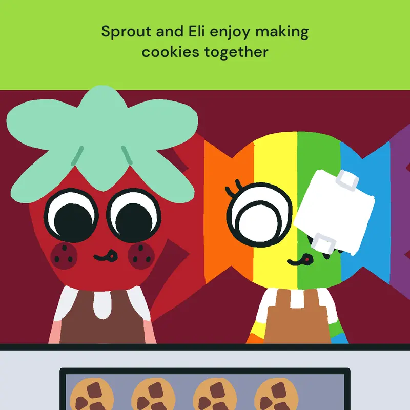 Dandy's World OC Eli + Sprout baking by @PrismEnder