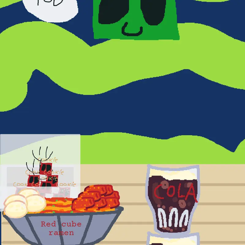 Green cube mukbang by @green_cube_alt