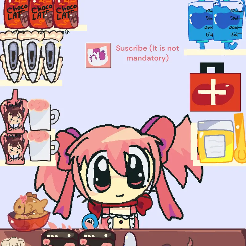 Madoka muckbang cute by @kittymix