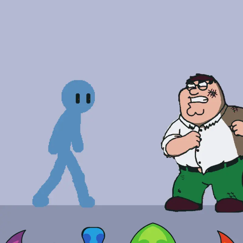 Peter Griffin versus corrupted blue by @RobertoLopez
