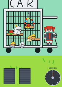 Aviary car with cokky, yellowy, whitey...