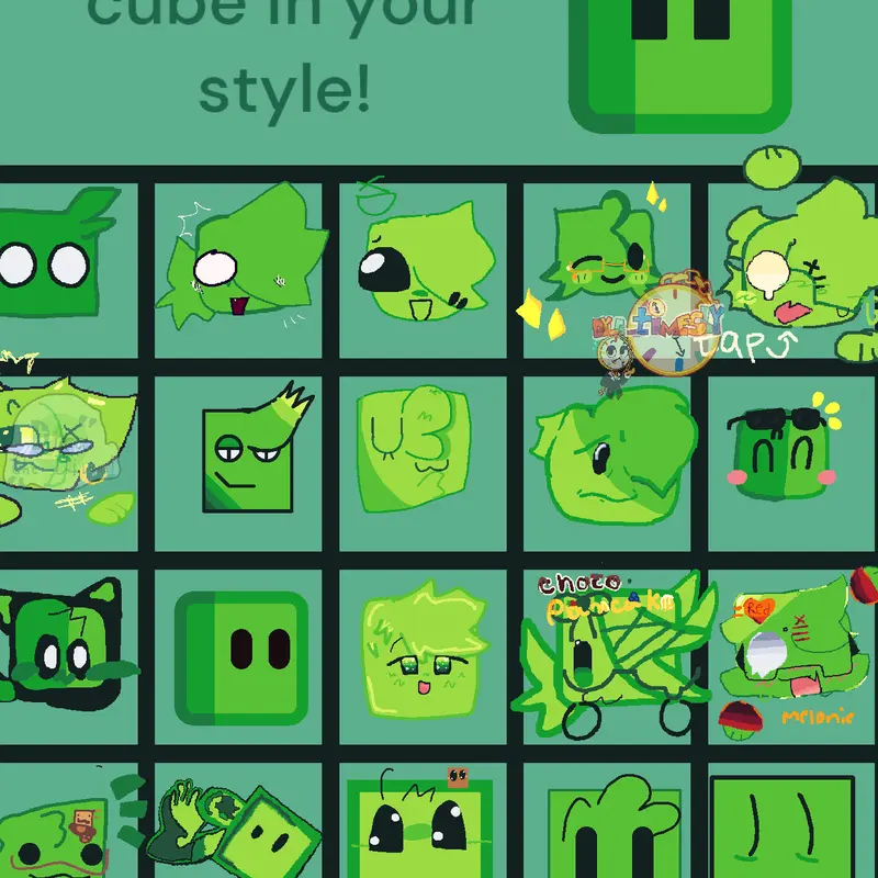 Green cubes in different styles by @SejbiXo_12