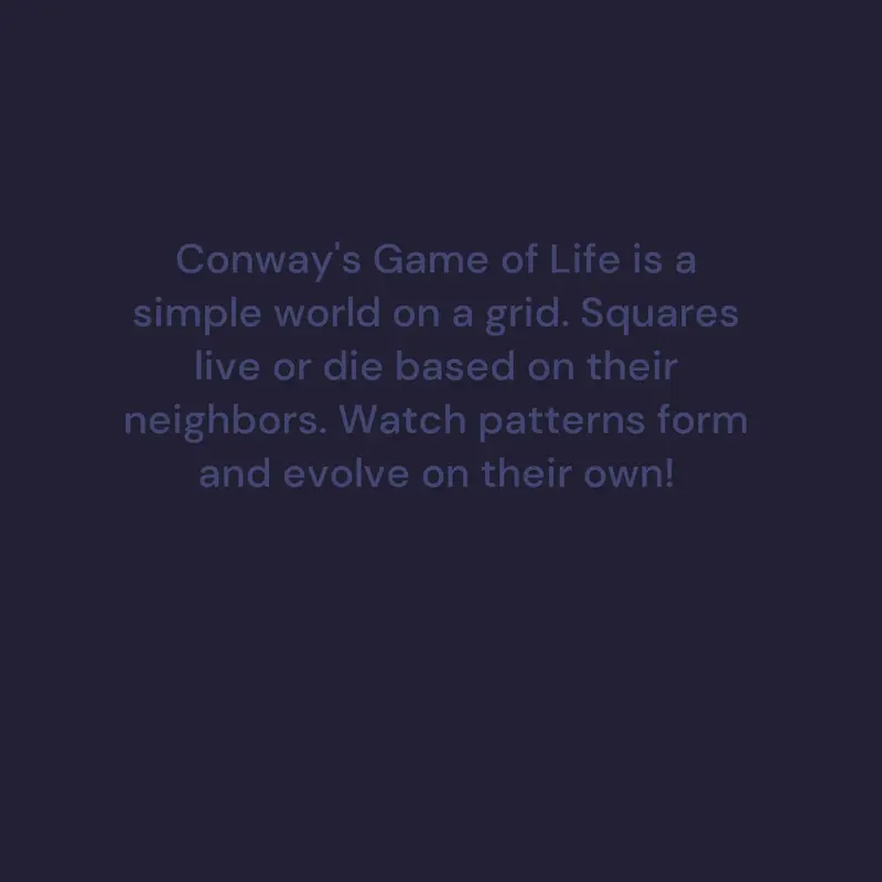 Conway game of life by @KenjieExplorer