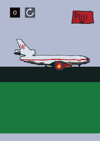 The dc10 and hit the truck the runway