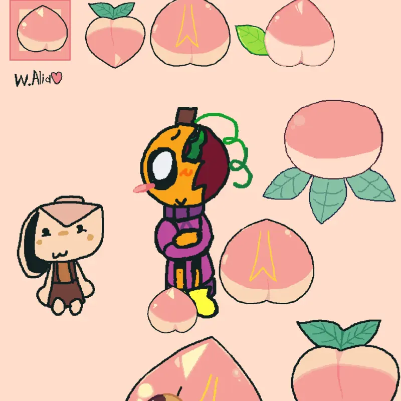 My yumeship oc eating peaches by @randomgirl122