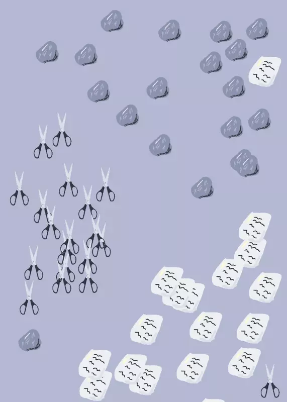 Rock paper scissors simulation by @GooseOfficialCastle