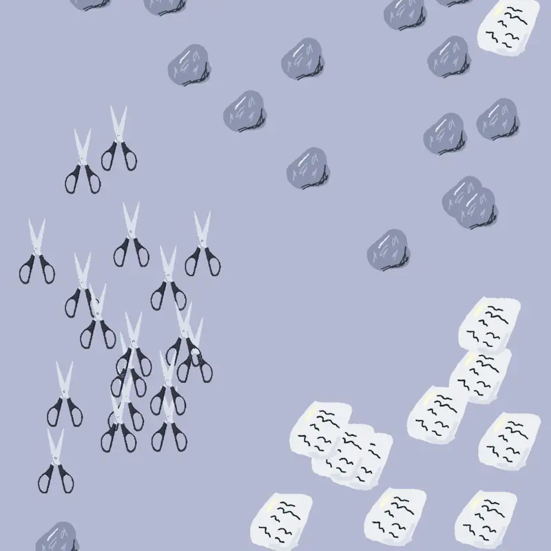 Rock paper scissors simulation by @GooseOfficial