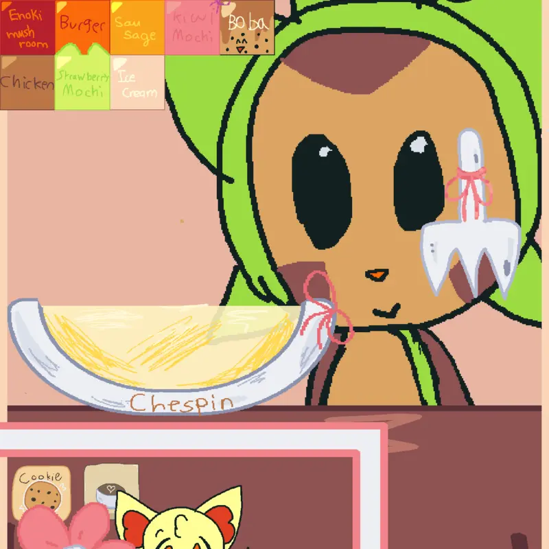 Chespin mukbang by @Fennekin204