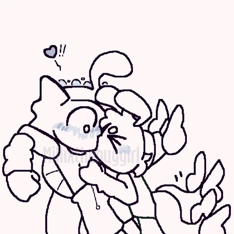 Finn and Shrimpo kissing by @Millixthebuggirl-