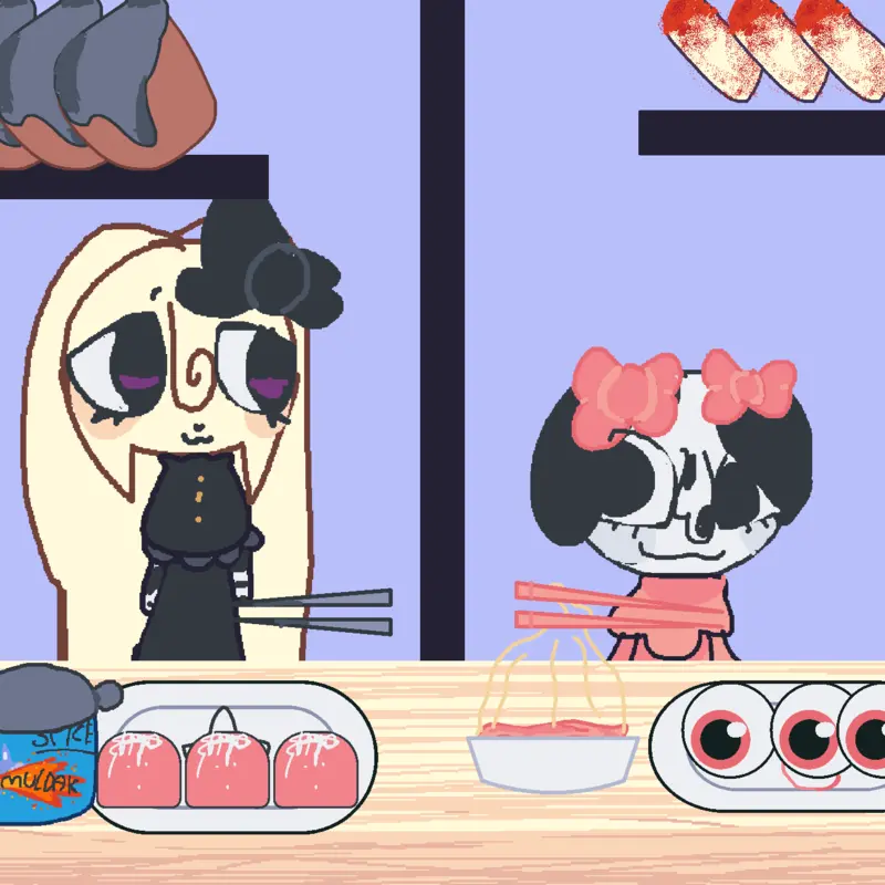 Mewa and meis dinner by @Mewa_Thebunny