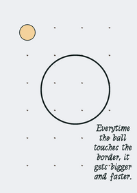 Everytime the ball hits the border, it gets...