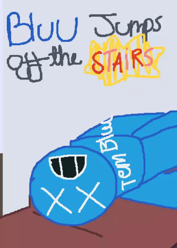 Bluu Jumps off the stairs by @Multi-Bluudud
