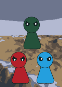 Dark green red and blue