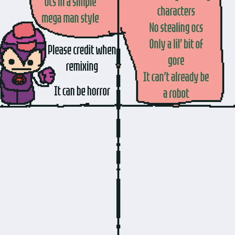 Redrawing ocs in a simple mega man style by @GEWIE_lll