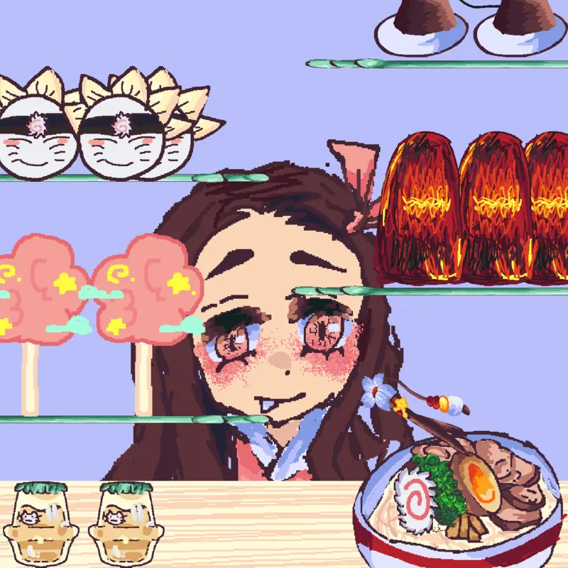 Nezuko eating! by @Uzaylimeli
