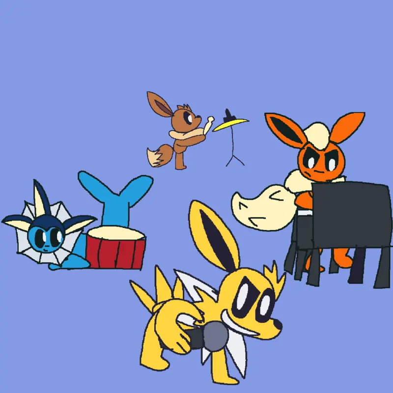 Jolteon and his fellas by @Devinthedinodude