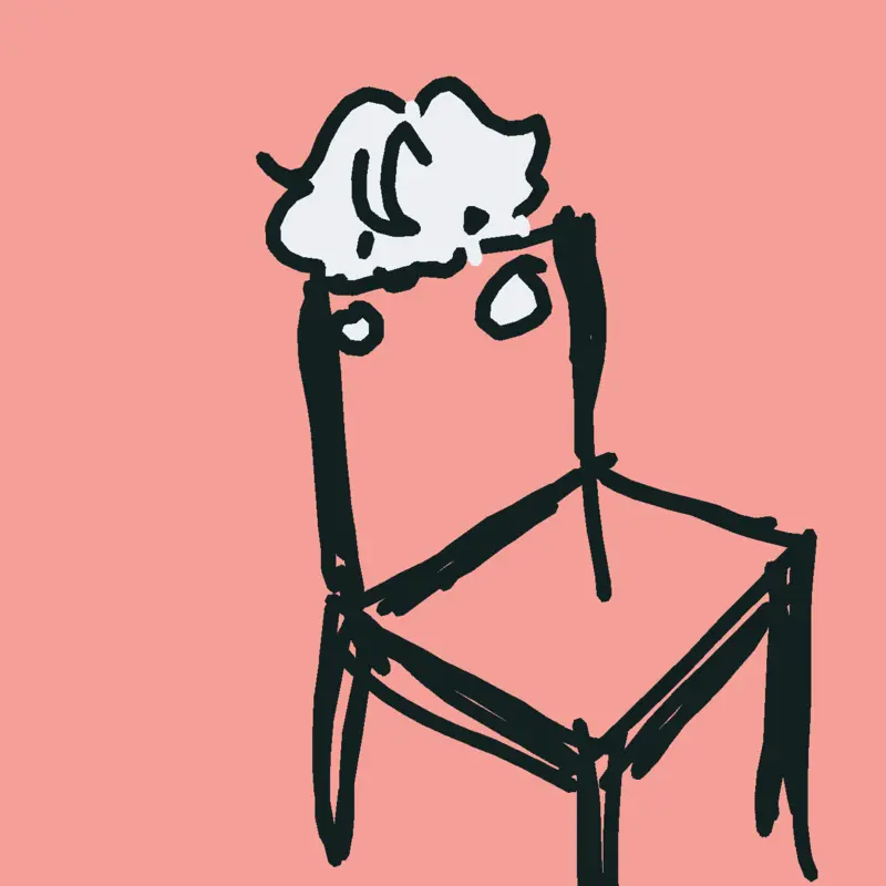 My oc as a chibi eating a HUGE chair by @vhstapesenjoyer
