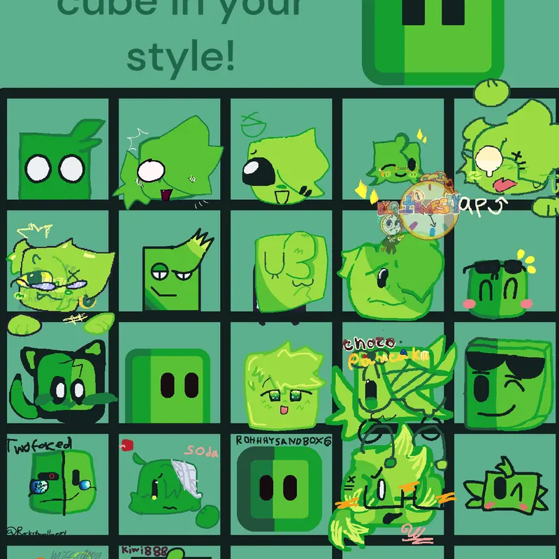 Draw your green cube in your style:D by @Kiwiii888