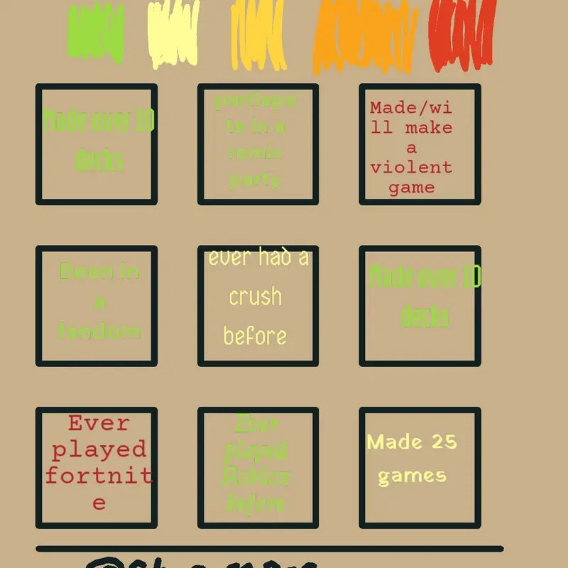 bingo so u get to know me by @Cheeeeepor