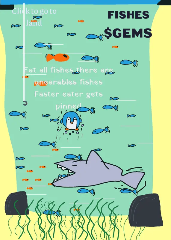 Enjoy and eat all the fishes! by @Pollythepenguin