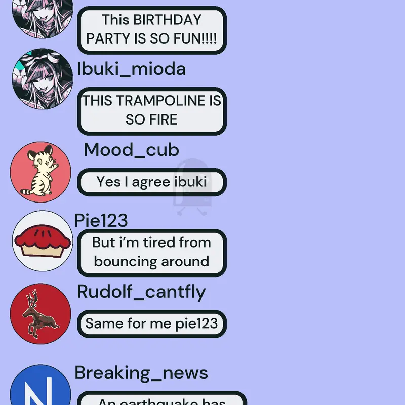 Earthquake chat by @Ibuki_mioda