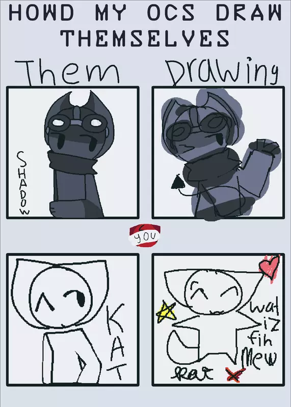 How'd my ocs draw themselves by @SHADOW-DA-DEMON