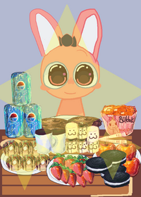 Pinki eating