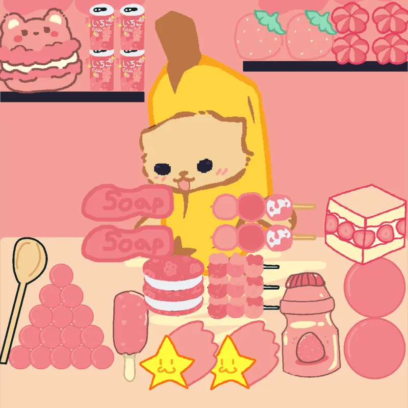 Banana cat eats food(mukbang) by @Zennia