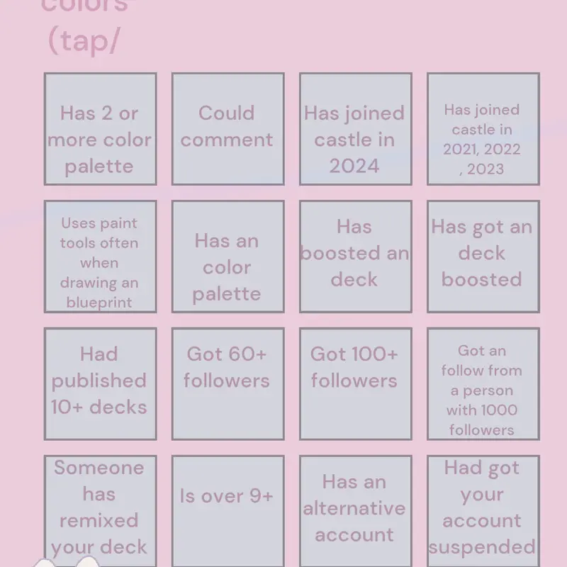 Squshie bingo by @squshie