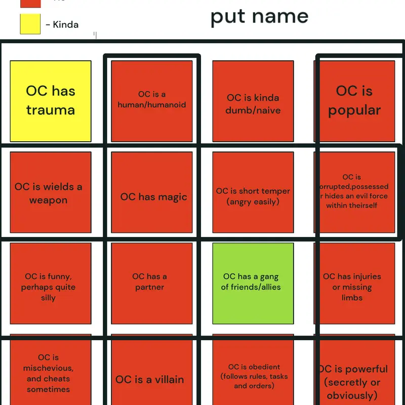 Oc bingo but Redbox by @EVIL_BOX