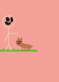 Episode 11 bald stick man pets a dog...