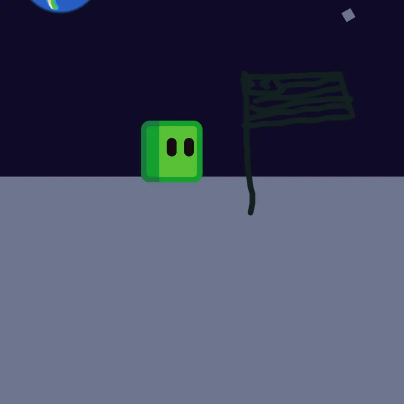 Green cube goes to the moon by @lenchhh0827