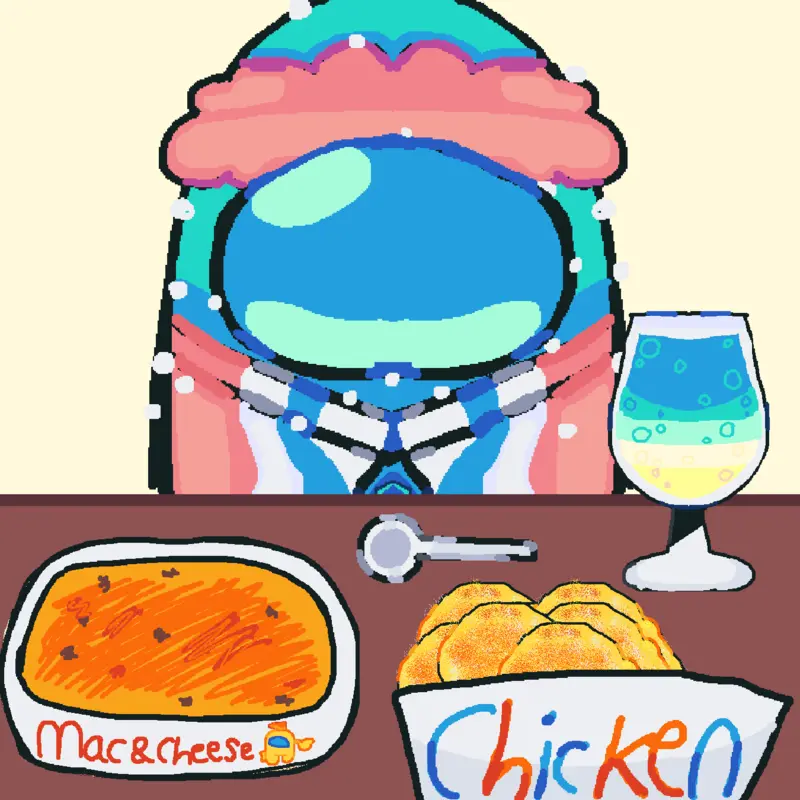 Cyan mukbang by @a-man-with-a-tophat
