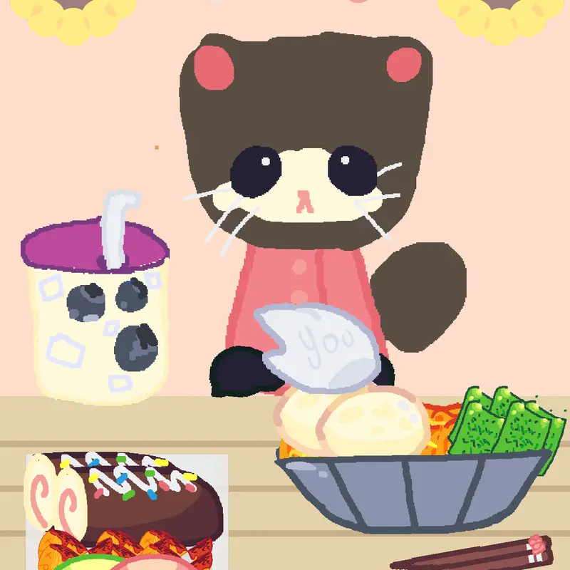 Cute cat feed ming ming by @cyriloffial