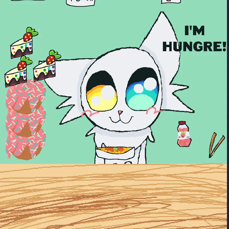Mukbang with cat by @Popkovich