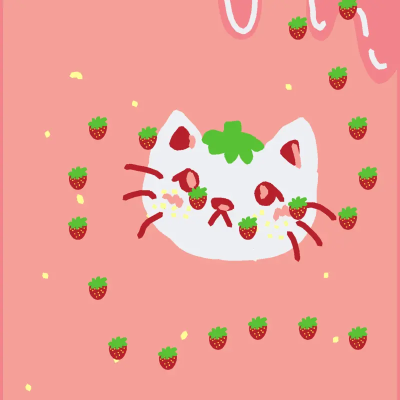 Strawberry cat by @JorgereneTorresrojas
