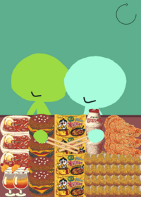 Green and blue mukbang (its my ocs not...