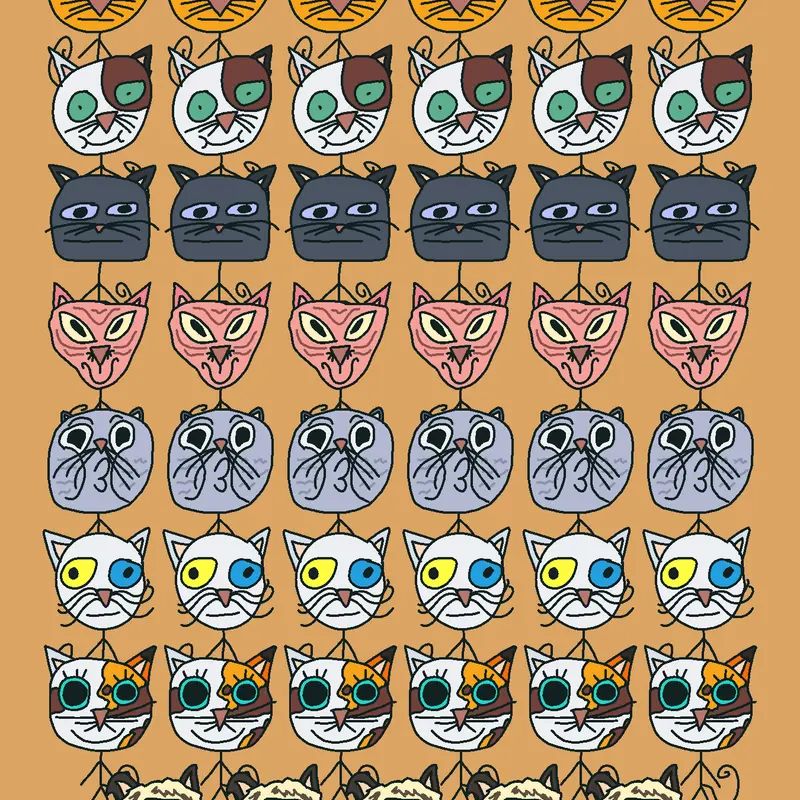 eye staring contest with 47 cats by @Bober_14
