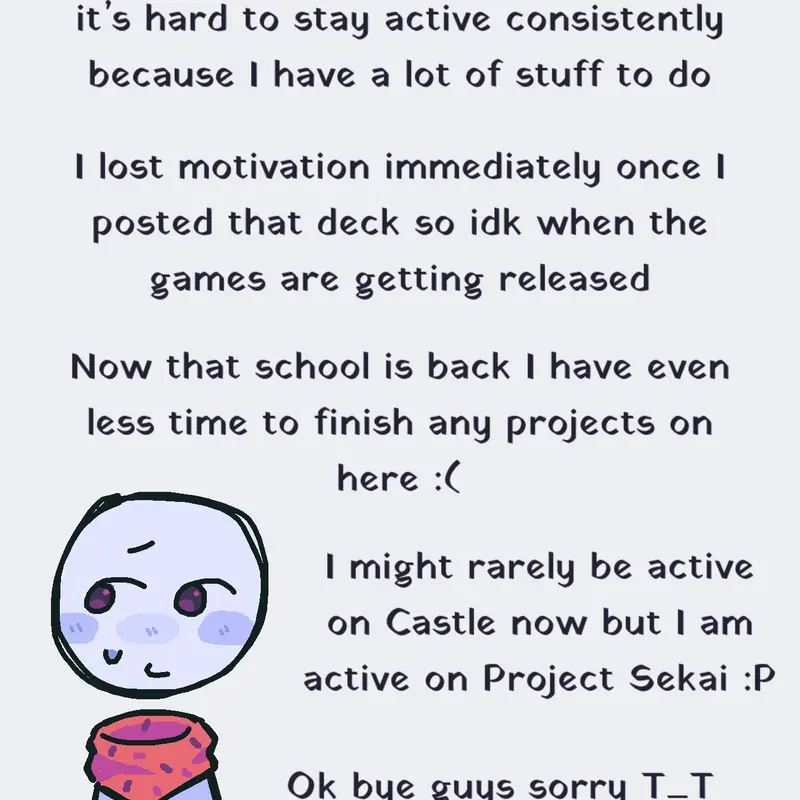 apologies for inactivity by @c0smicwaffle
