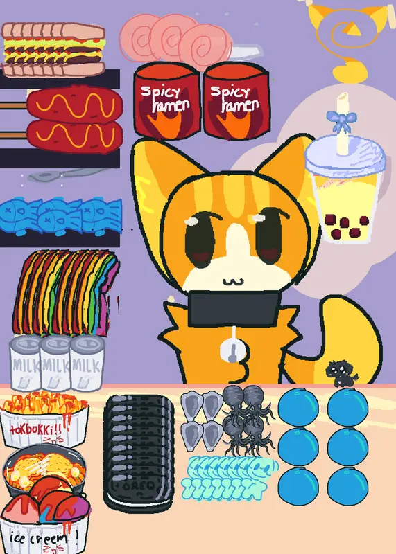 Orange cat mukbang by @Snowy_Dog