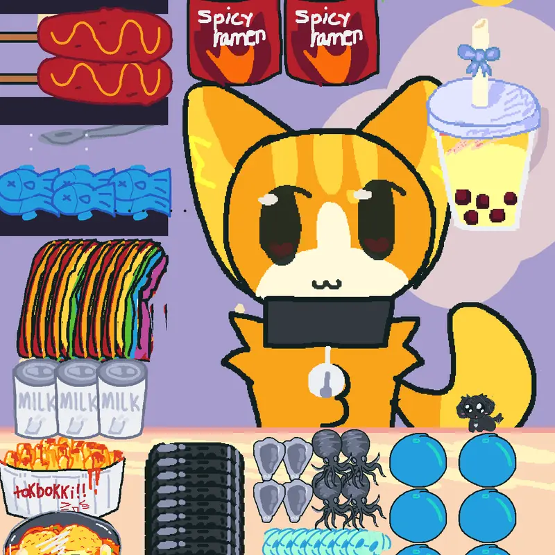 Orange cat mukbang by @Snowy_Dog