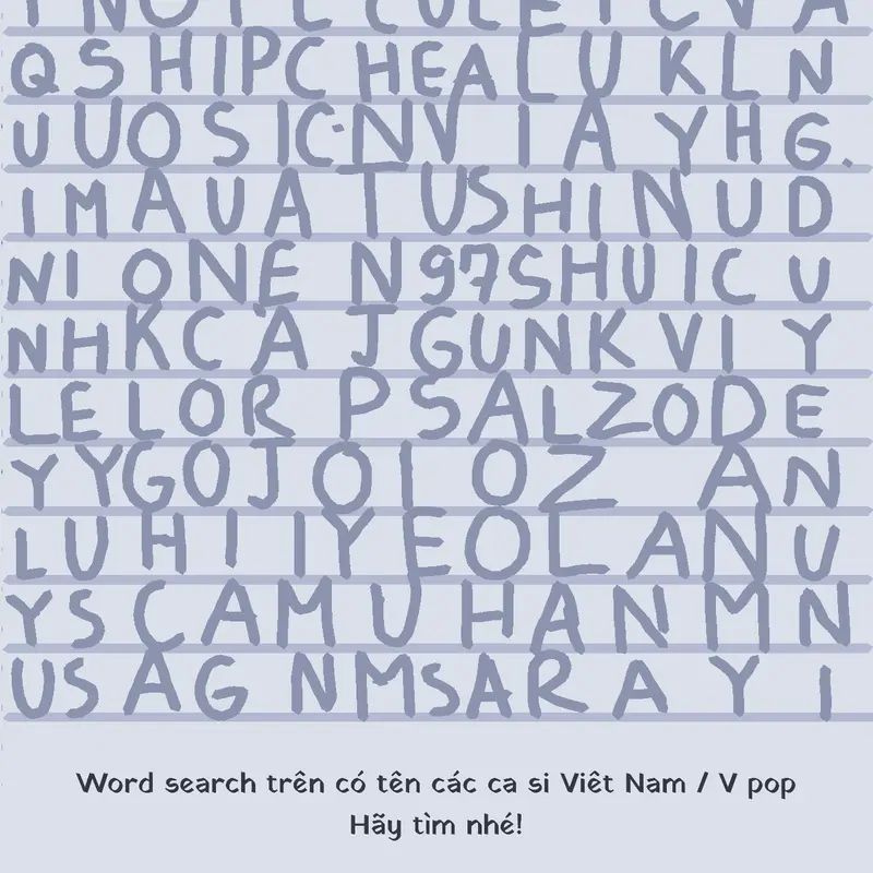 Word search tên ca sĩ Việt Nam / V pop by @Bergirl