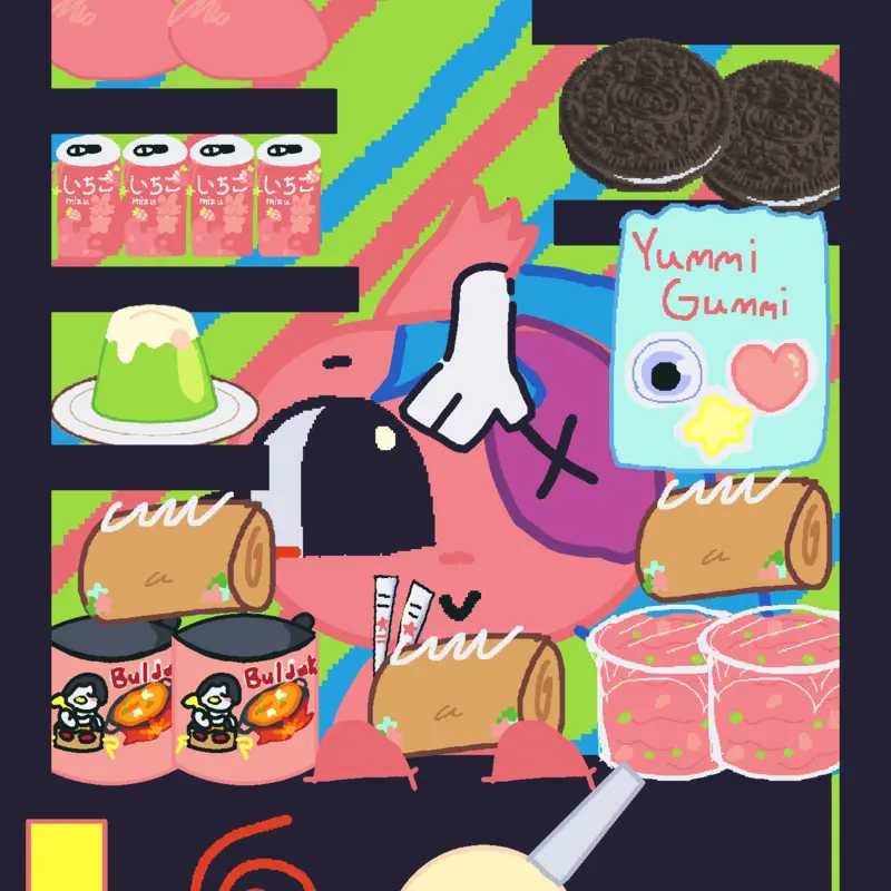 Asmr mukbang with flora pink food by @luluhearts