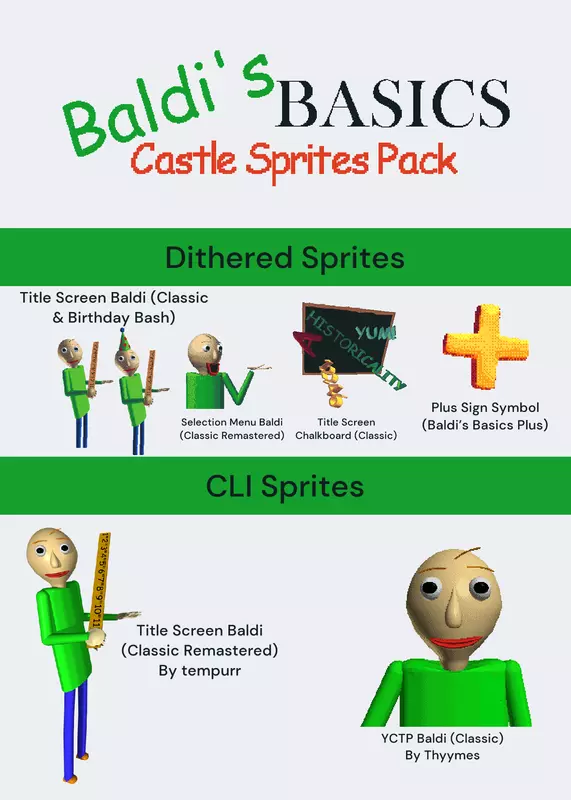 Baldi’s Basics Castle Sprites Pack by @-Citadel-Official-